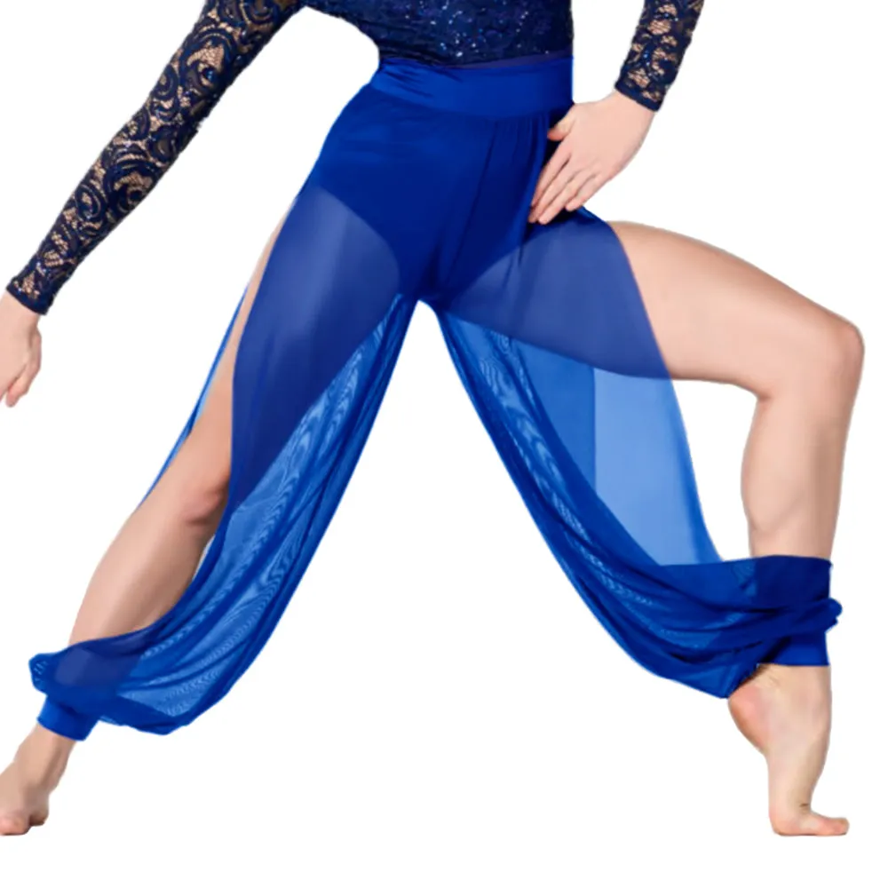 Side Split Dance Sport Pants High Waist Puff Legs