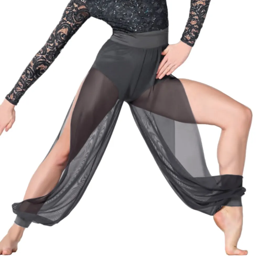 Side Split Dance Sport Pants High Waist Puff Legs