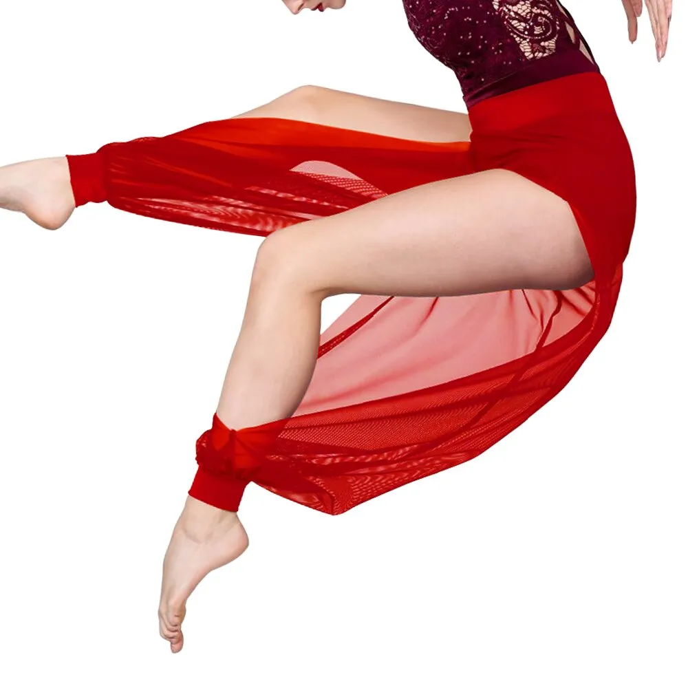 Side Split Dance Sport Pants High Waist Puff Legs