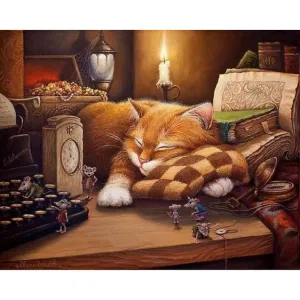 Sleeping Cat - Canvastly DIY Paint By Numbers