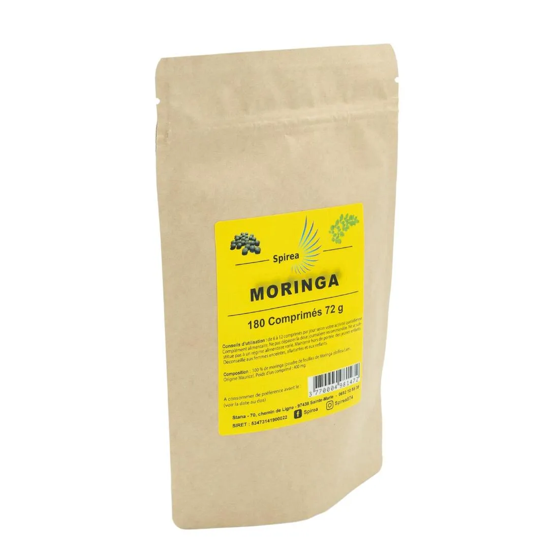 SPIEREA -Moringa 100% Comprimés - 72g - 180 cp