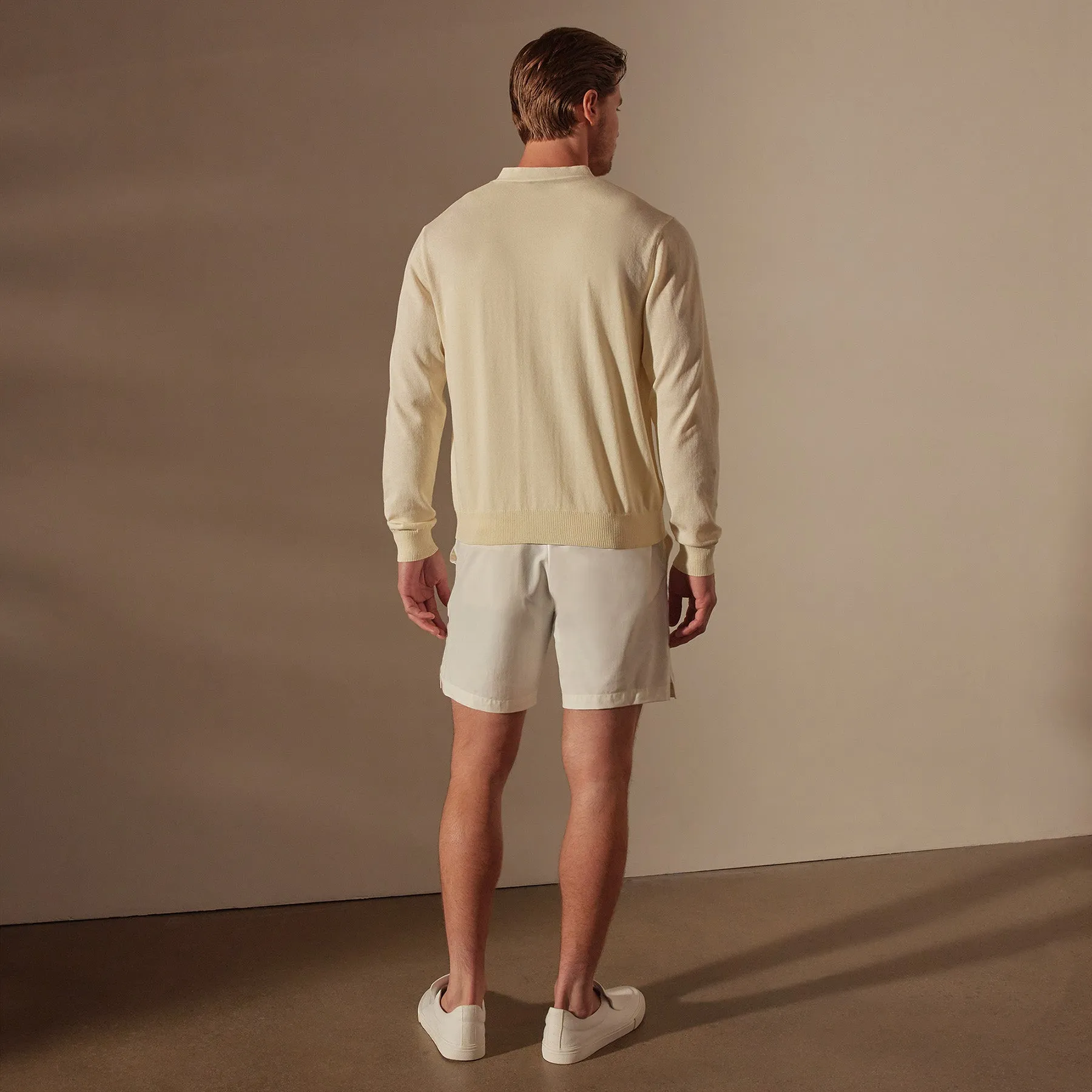 Stretch Cotton Cardigan - Ivory