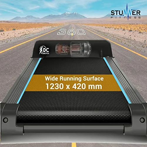 Stunner Fitness STX-360 2.0 HP (4.0 HP Peak) Motorised Treadmill with Auto Inclination & Auto Lubrication System, MP3, Smart Phone App for Cardio Workout at Home (Free Installation Assistance)