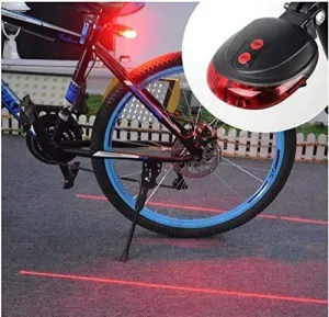 SUKHAD 5 LED 2 Laser ABS Cycling Bike Bicycle Flashing Rear Tail Light/Warning Light, 3.15 x 2.76 x 0.98 inch, Red & Black.