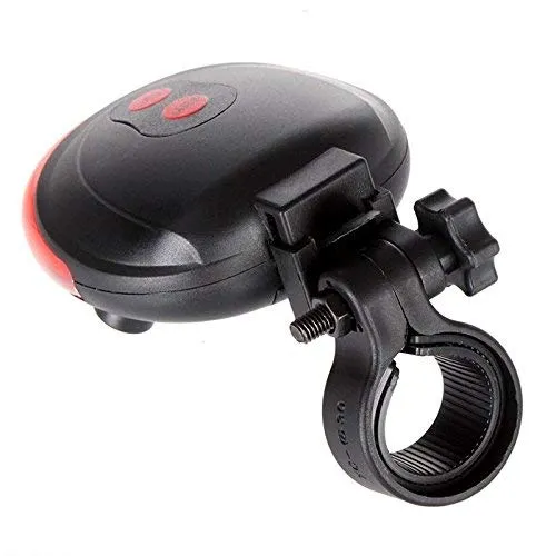 SUKHAD 5 LED 2 Laser ABS Cycling Bike Bicycle Flashing Rear Tail Light/Warning Light, 3.15 x 2.76 x 0.98 inch, Red & Black.