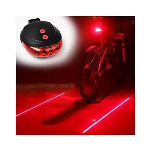 SUKHAD 5 LED 2 Laser ABS Cycling Bike Bicycle Flashing Rear Tail Light/Warning Light, 3.15 x 2.76 x 0.98 inch, Red & Black.