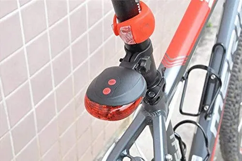 SUKHAD 5 LED 2 Laser ABS Cycling Bike Bicycle Flashing Rear Tail Light/Warning Light, 3.15 x 2.76 x 0.98 inch, Red & Black.