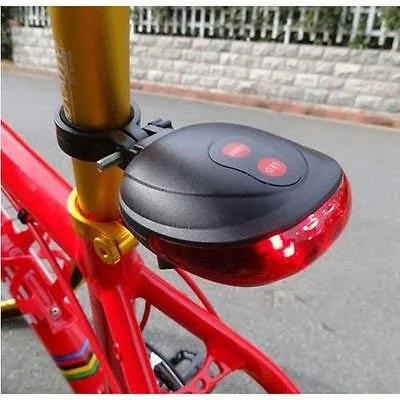 SUKHAD 5 LED 2 Laser ABS Cycling Bike Bicycle Flashing Rear Tail Light/Warning Light, 3.15 x 2.76 x 0.98 inch, Red & Black.