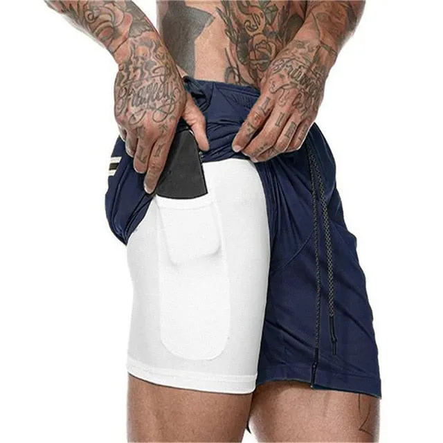 Summer Running Shorts Men 2 in 1 Sports Jogging Fitness Shorts Training Quick Dry Mens Gym Men Shorts Sport gym Short Pants
