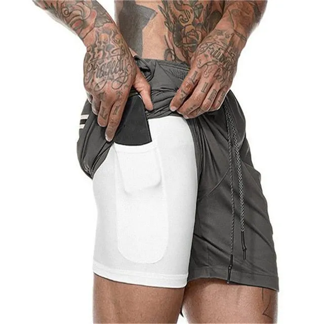 Summer Running Shorts Men 2 in 1 Sports Jogging Fitness Shorts Training Quick Dry Mens Gym Men Shorts Sport gym Short Pants