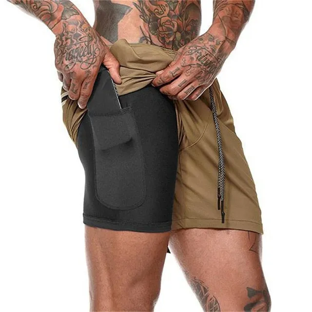Summer Running Shorts Men 2 in 1 Sports Jogging Fitness Shorts Training Quick Dry Mens Gym Men Shorts Sport gym Short Pants