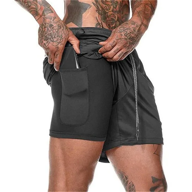 Summer Running Shorts Men 2 in 1 Sports Jogging Fitness Shorts Training Quick Dry Mens Gym Men Shorts Sport gym Short Pants