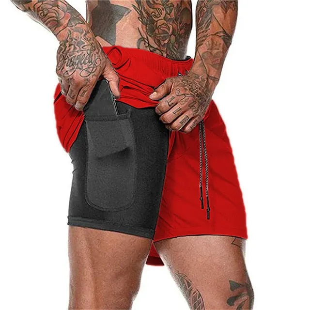 Summer Running Shorts Men 2 in 1 Sports Jogging Fitness Shorts Training Quick Dry Mens Gym Men Shorts Sport gym Short Pants