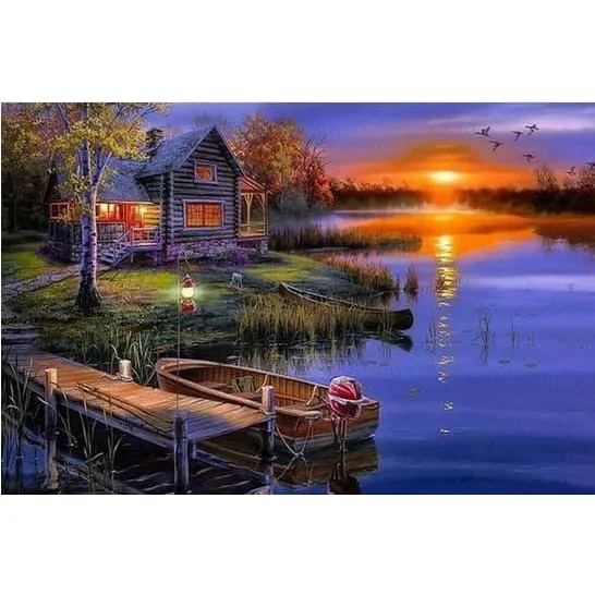 Sunset Lake - Canvastly DIY Paint By Numbers