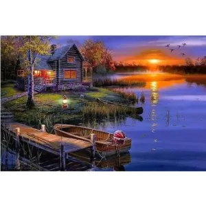 Sunset Lake - Canvastly DIY Paint By Numbers