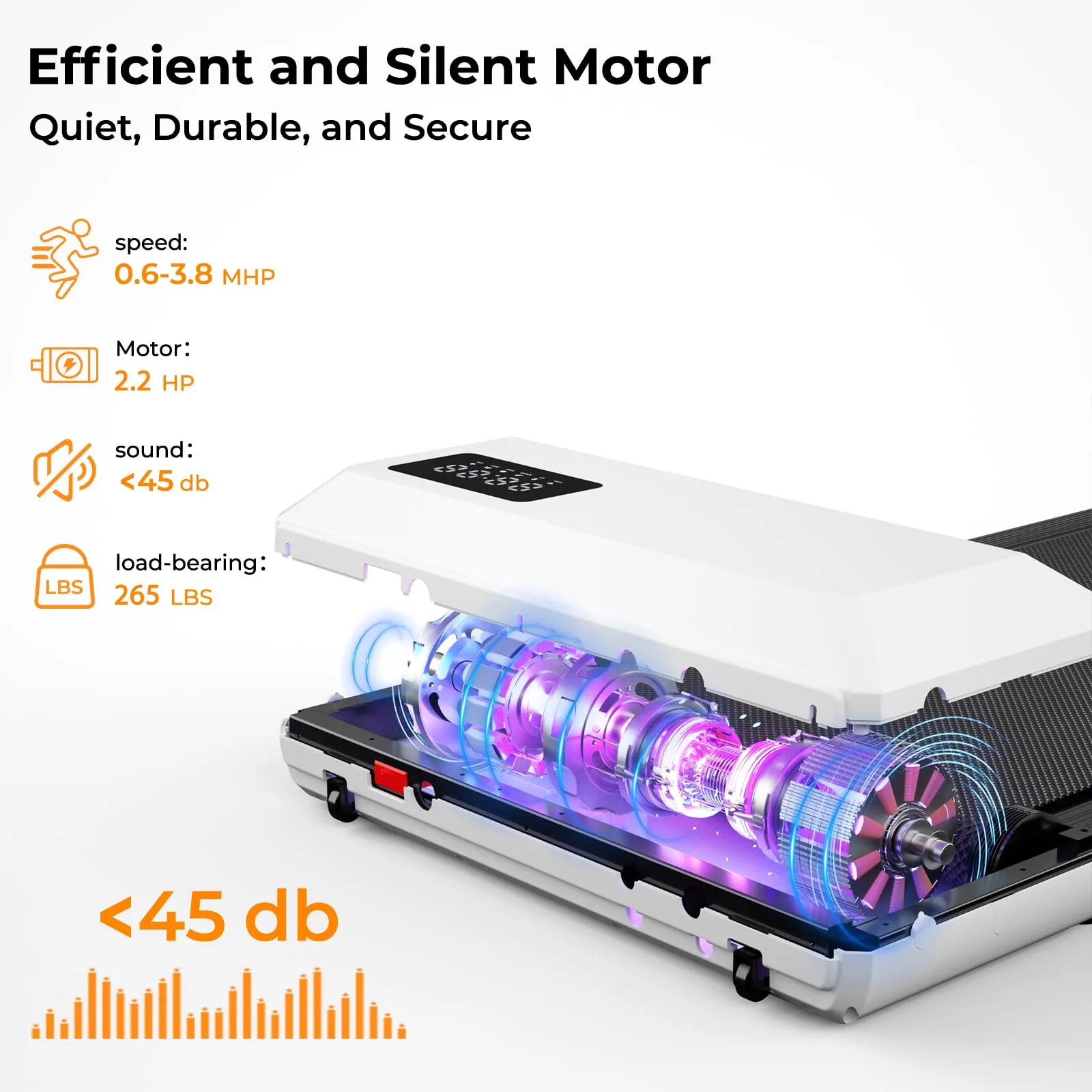 SupeRun Walking Pad, Under Desk Treadmill, 3 in 1 Portable Treadmill with Remote Control LED Display, 2.5 HP Quiet Walking Jogging Machine for Office Home Use, 300 Lbs Capacity (White-45''L, BA03)