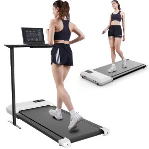 SupeRun Walking Pad, Under Desk Treadmill, 3 in 1 Portable Treadmill with Remote Control LED Display, 2.5 HP Quiet Walking Jogging Machine for Office Home Use, 300 Lbs Capacity (White-45''L, BA03)