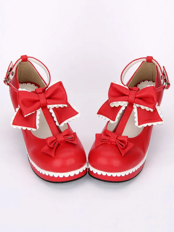 Sweet Lolita Shoes White Round Toe Cone Heel T Strap Lolita Shoes