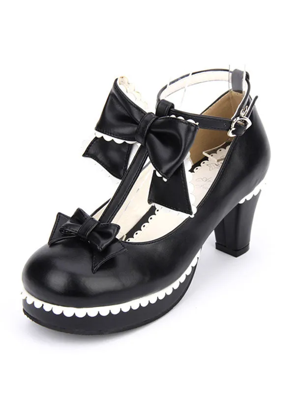 Sweet Lolita Shoes White Round Toe Cone Heel T Strap Lolita Shoes