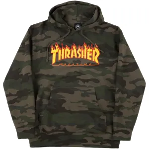 Thrasher Flames Hoodie (Forest Camo)