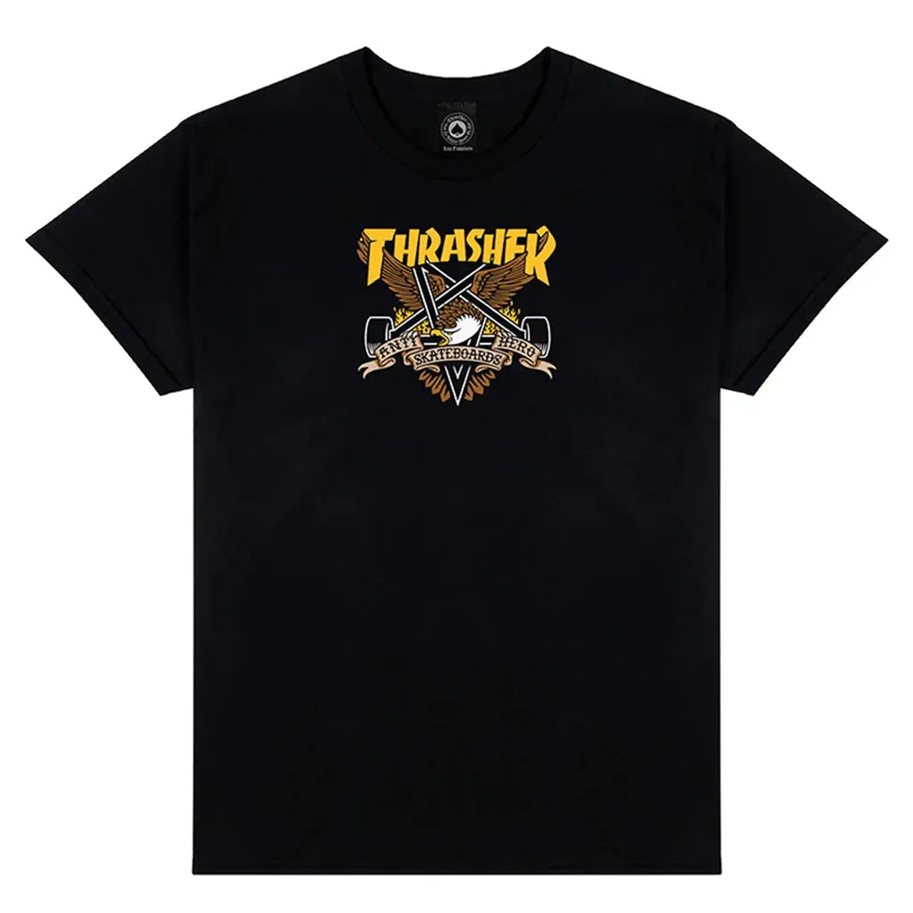 THRASHER X ANTI HERO EAGLEGRAM TEE - BLACK