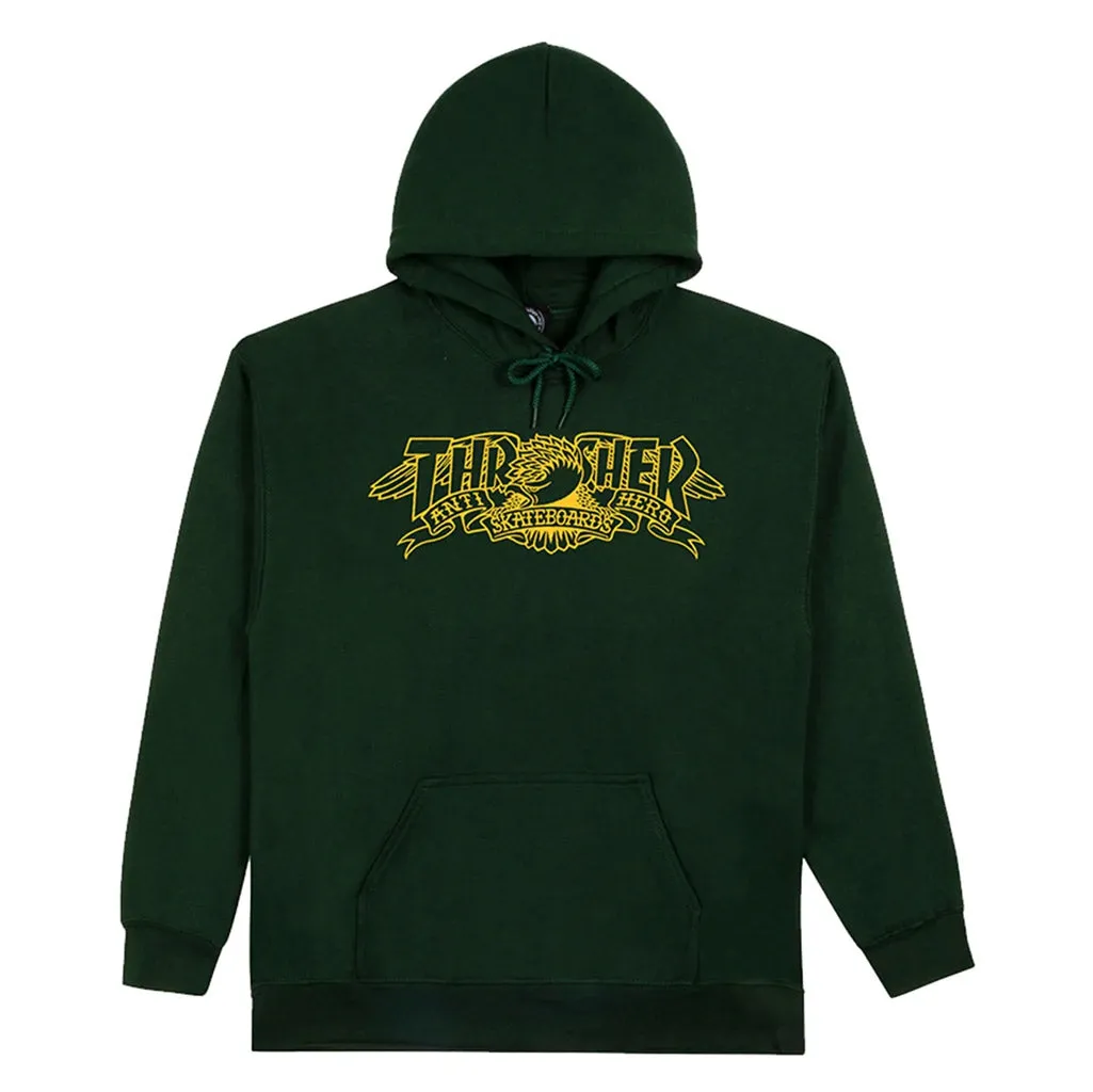THRASHER X ANTI HERO MAG BANNER HOODY - FOREST GREEN