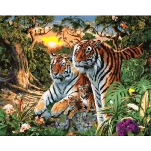 Tiger Family - Canvastly DIY Paint By Numbers