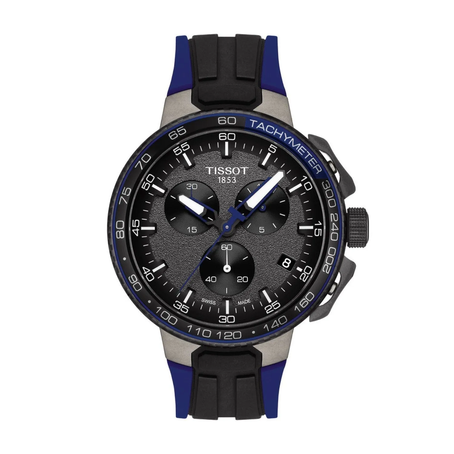 Tissot 22mm T-Race Cycling Black & Blue Silicone Rubber Strap