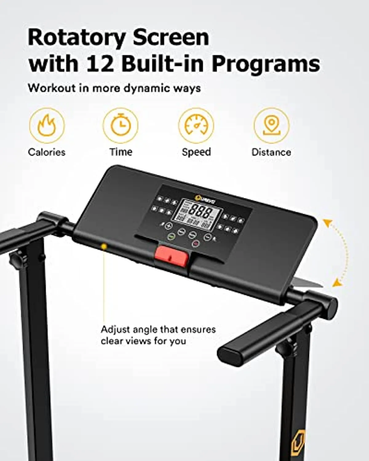 UREVO Mini Folding Treadmill, Lightweight Design 2.25 HP Small Treadmill with 12 Preset programs LCD Monitor, Foldable Electric Treadmills for Women & Kids Quiet Jogging at Home