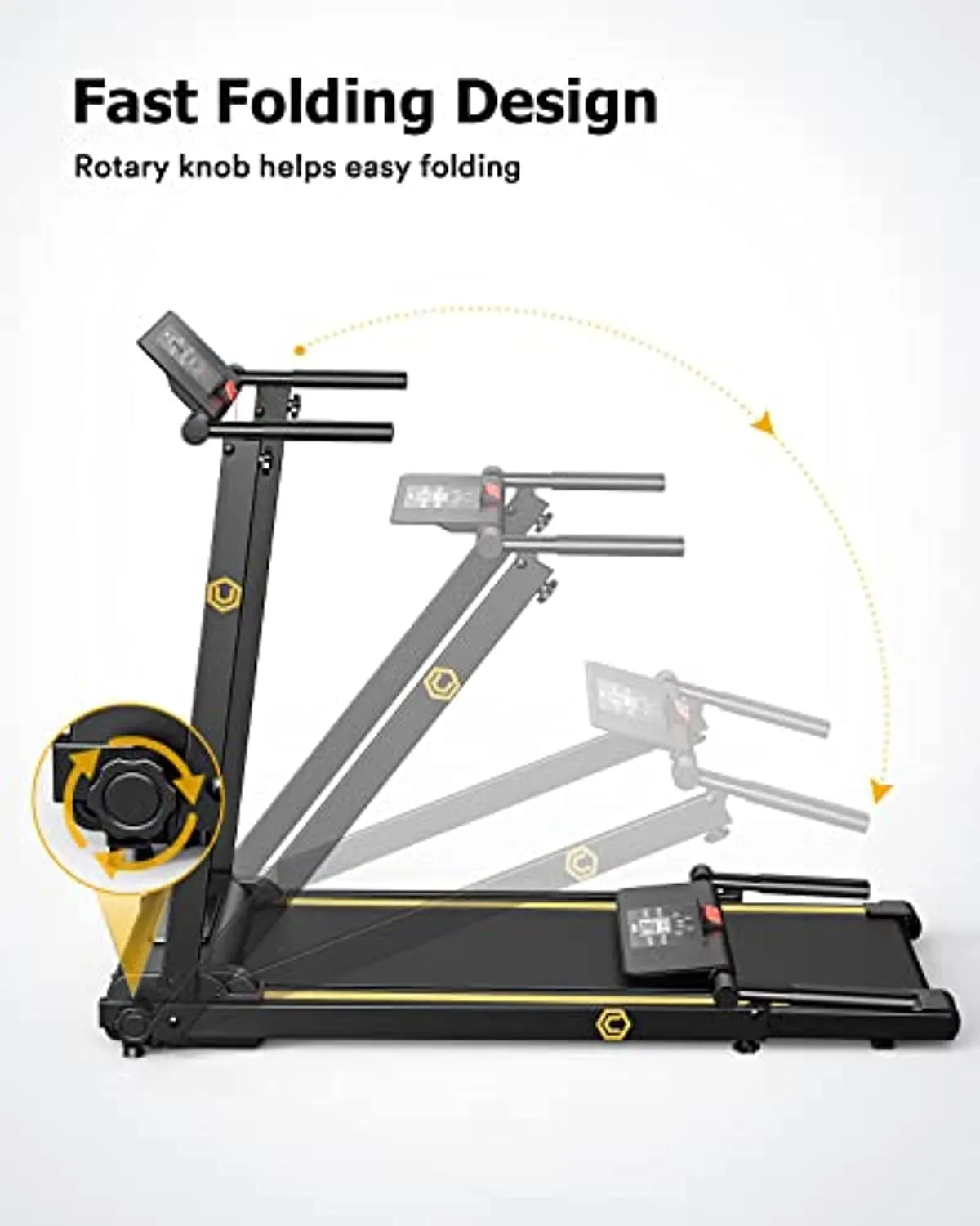 UREVO Mini Folding Treadmill, Lightweight Design 2.25 HP Small Treadmill with 12 Preset programs LCD Monitor, Foldable Electric Treadmills for Women & Kids Quiet Jogging at Home