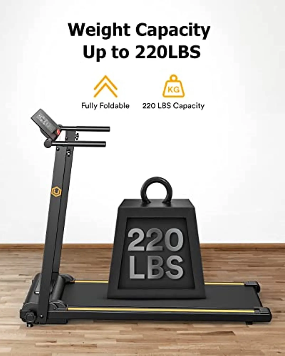 UREVO Mini Folding Treadmill, Lightweight Design 2.25 HP Small Treadmill with 12 Preset programs LCD Monitor, Foldable Electric Treadmills for Women & Kids Quiet Jogging at Home