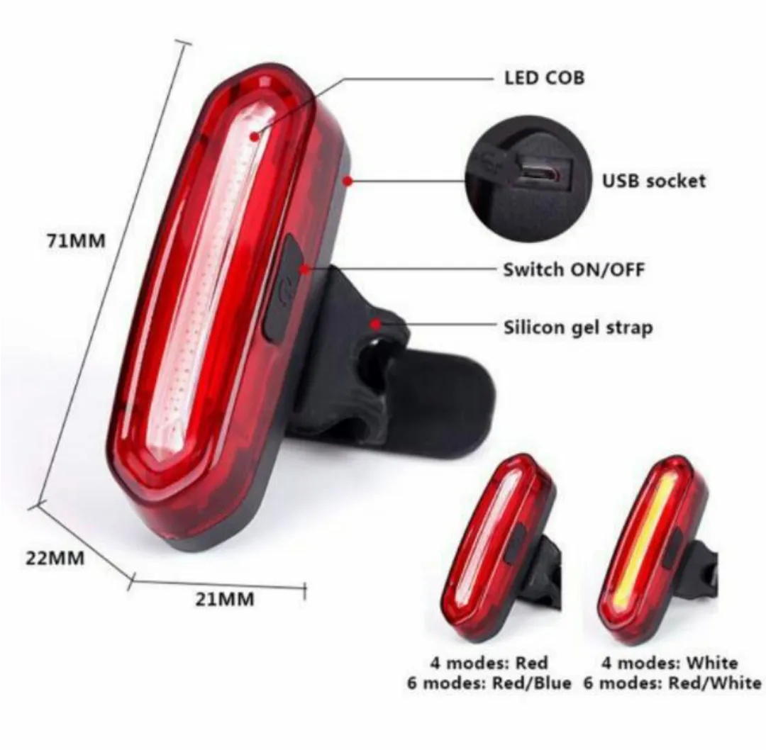 USB Rechargeable Cycling MTB Police LED Tail Light