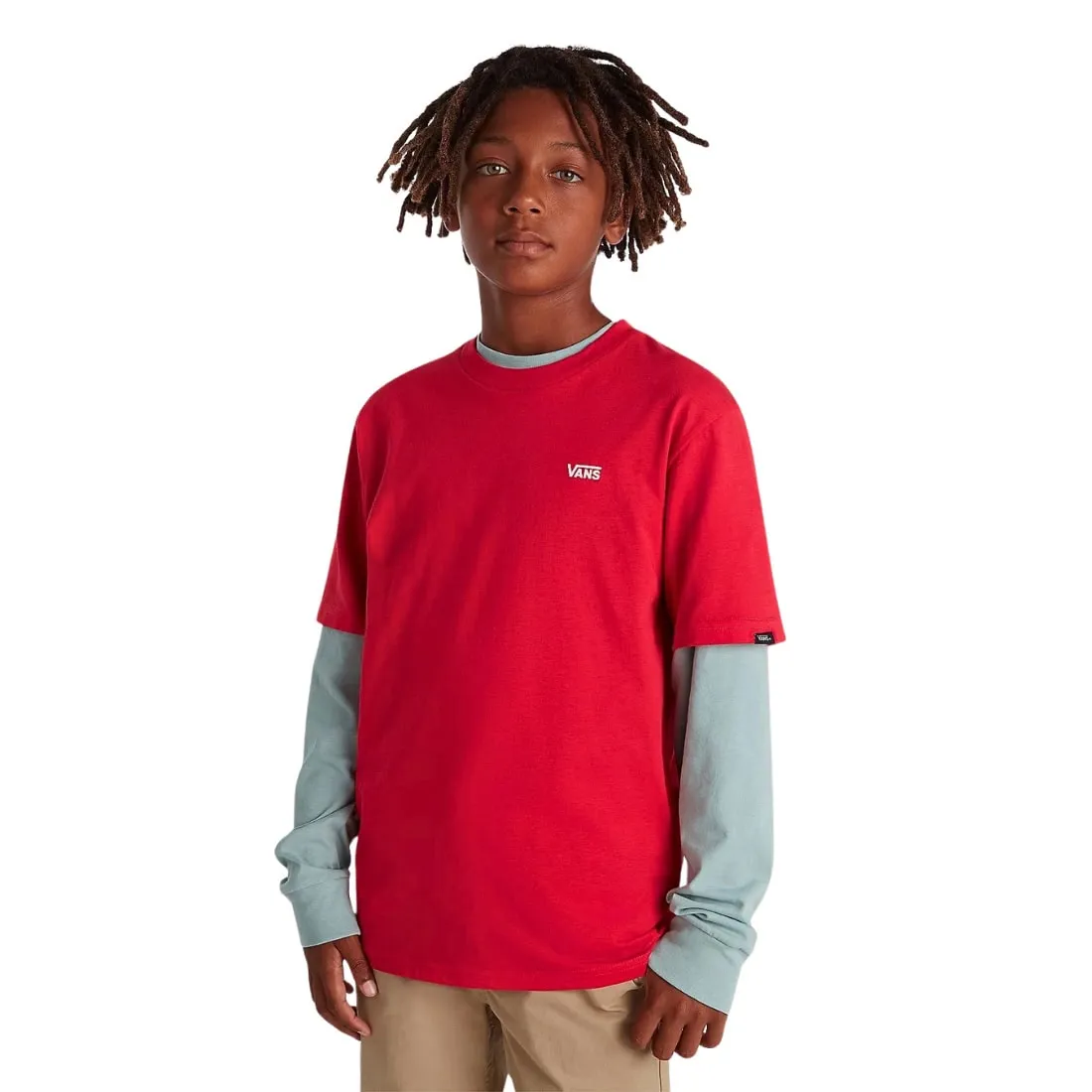 Vans Boys Left Chest Logo Kids T-Shirt - Red