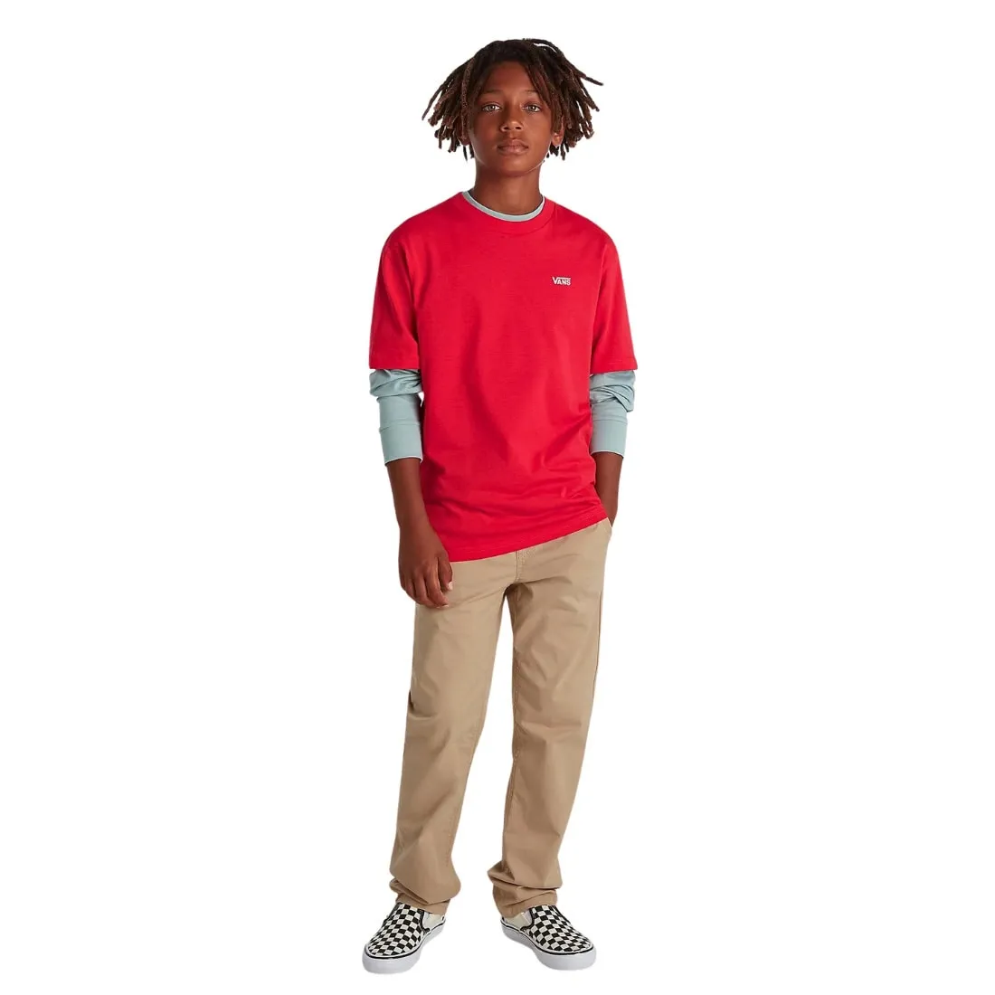 Vans Boys Left Chest Logo Kids T-Shirt - Red