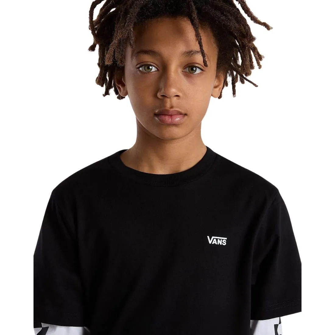 Vans Boys Long Check Twofer Kids Longsleeve T-Shirt - Black