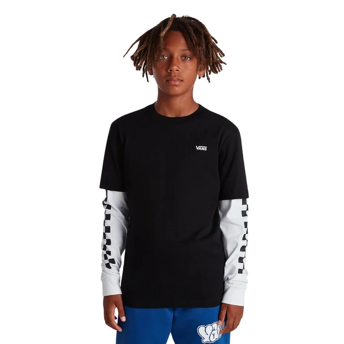 Vans Boys Long Check Twofer Kids Longsleeve T-Shirt - Black