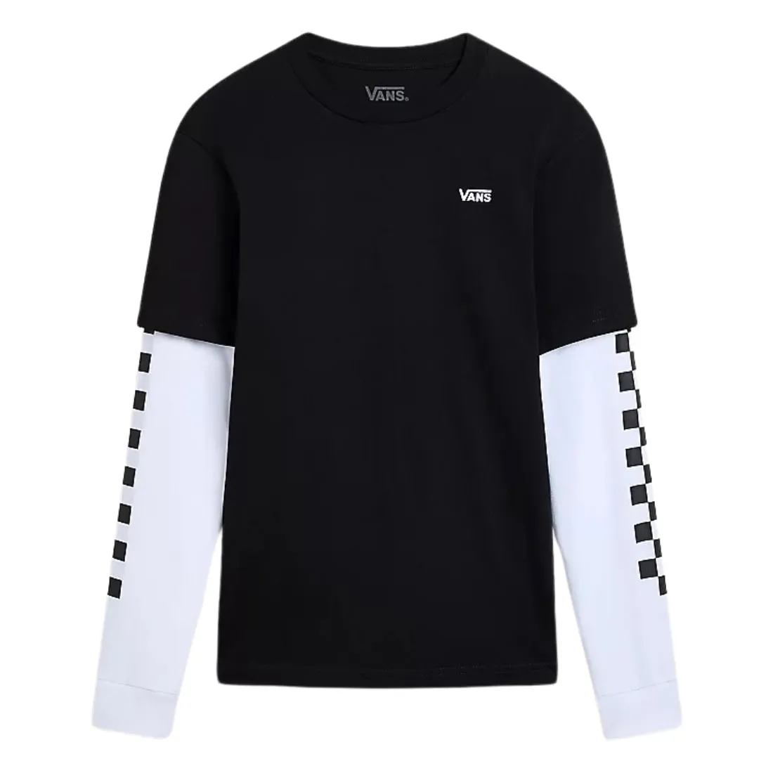 Vans Boys Long Check Twofer Kids Longsleeve T-Shirt - Black