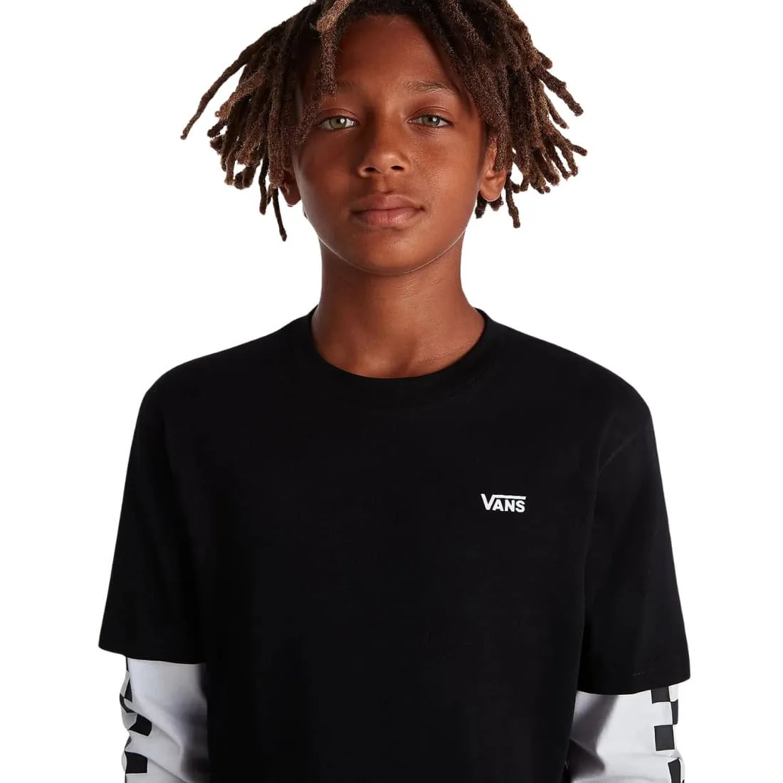 Vans Boys Long Check Twofer Kids Longsleeve T-Shirt - Black