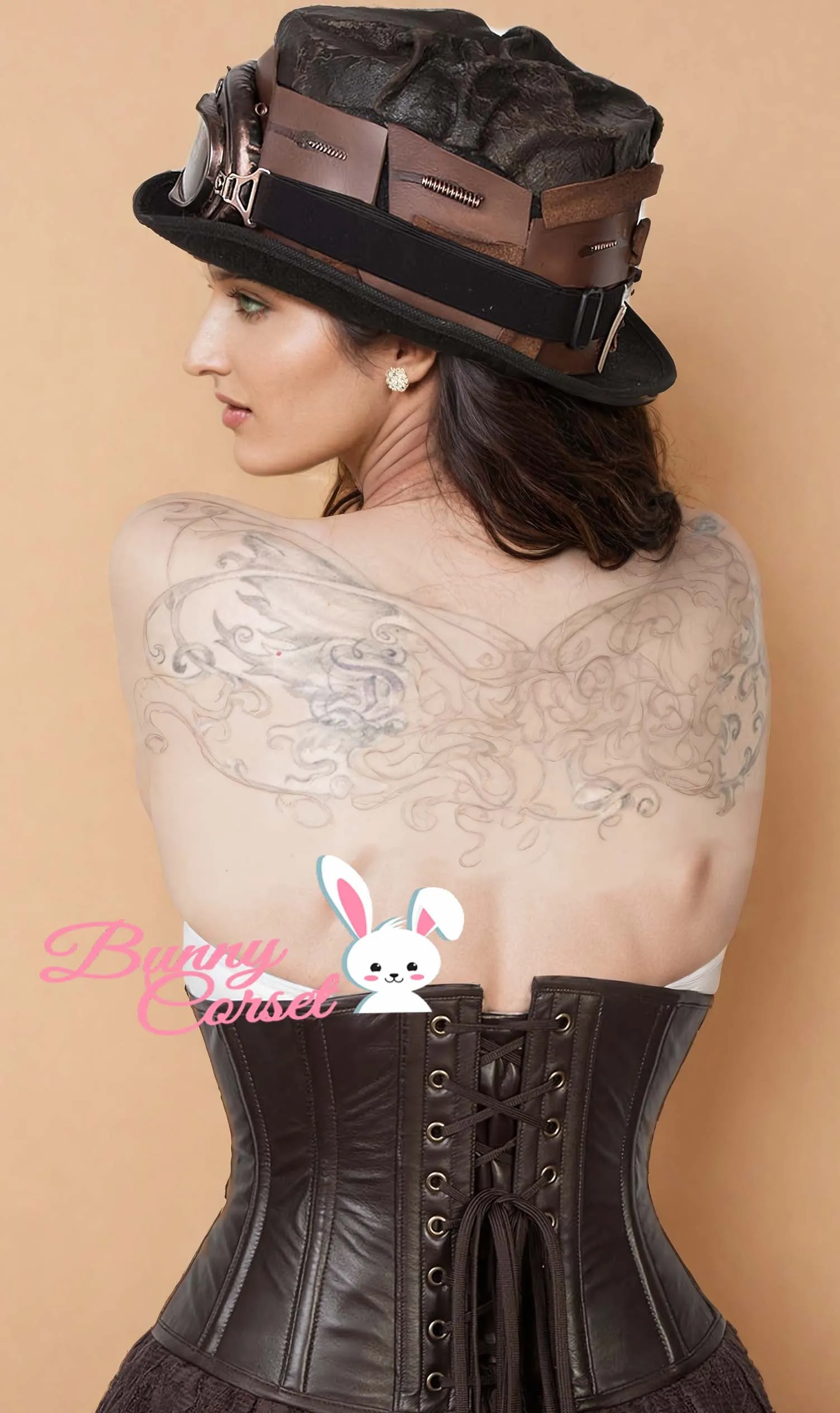Waspie Brown Faux Leather Corset