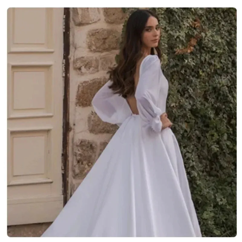 Wedding Guest Dresses: Wedding Dresses Long Chiffon Sleeve Beach Bride Dress