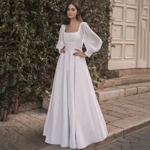 Wedding Guest Dresses: Wedding Dresses Long Chiffon Sleeve Beach Bride Dress