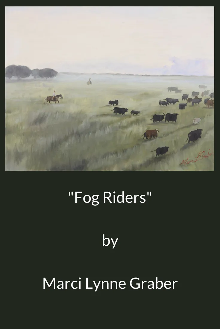 Western Art Oil Painting "Fog Riders"