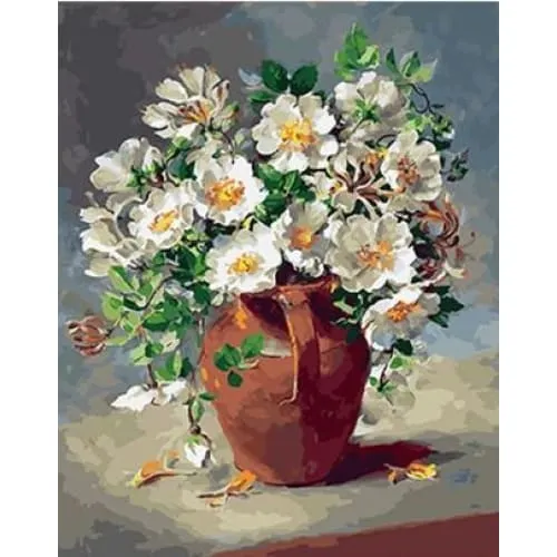 Wild Roses in Jar – Canvastly DIY Paint By Numbers