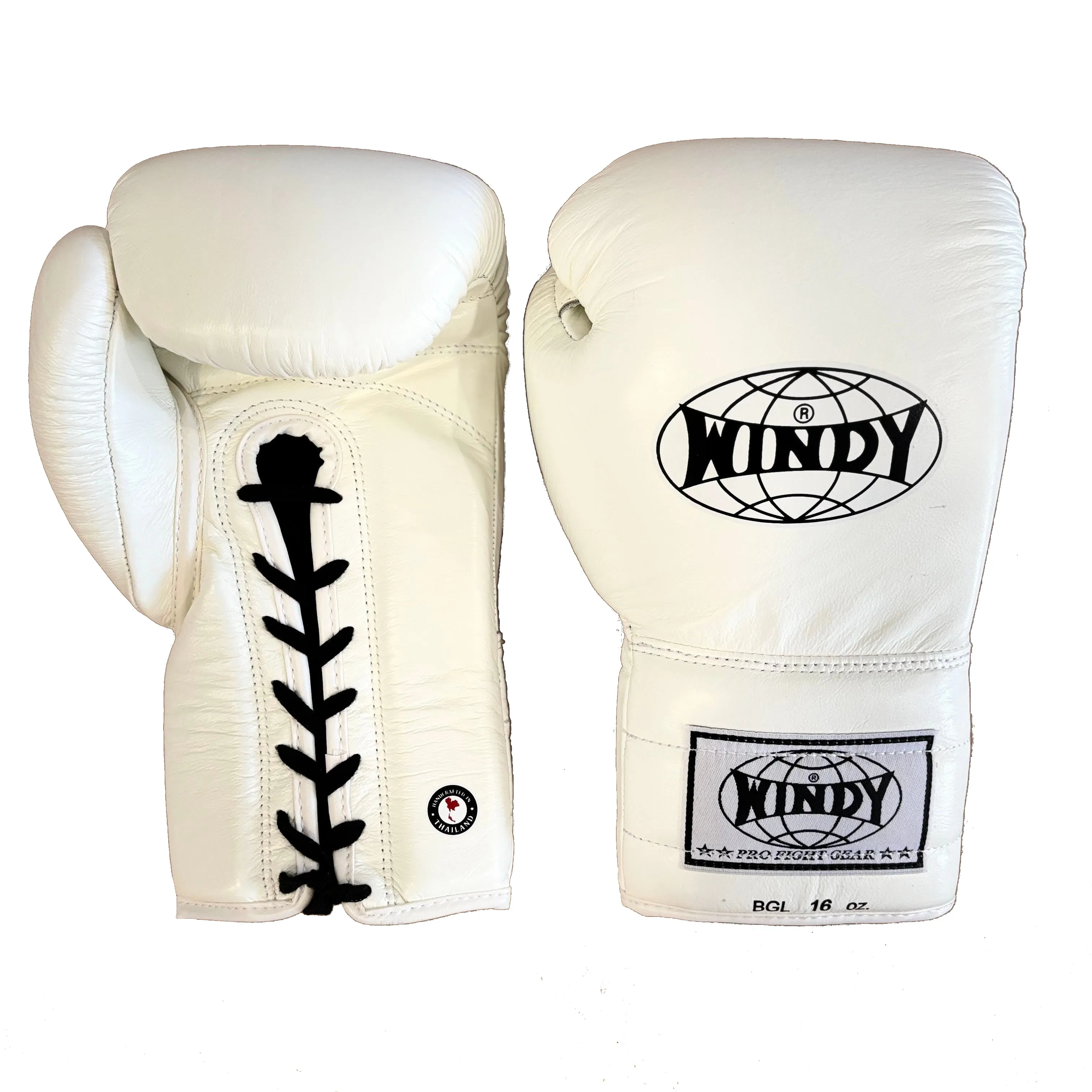 Windy Sport BGL Lace-Up Muay Thai Boxing Gloves White