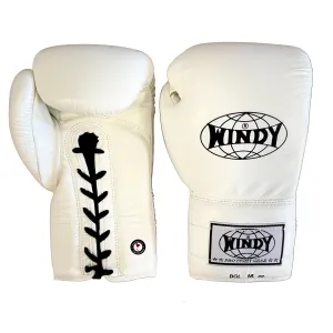 Windy Sport BGL Lace-Up Muay Thai Boxing Gloves White
