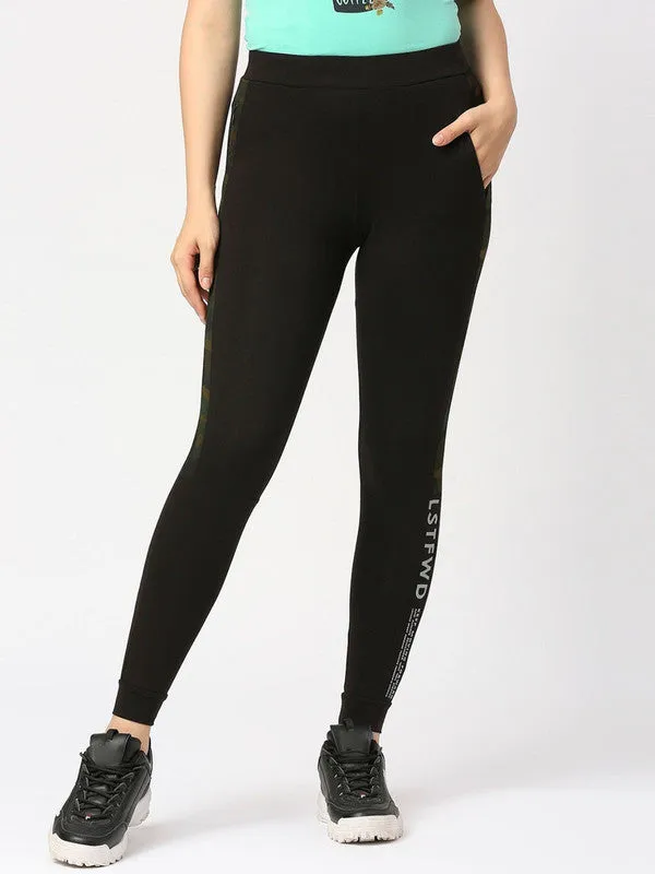 Women Black Solid Joggers - COMBAT WILD-OC-BK