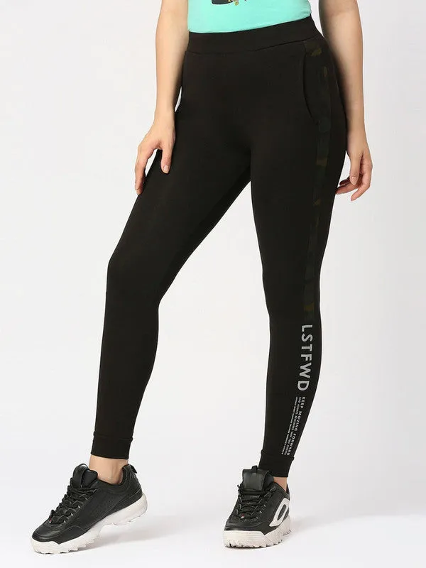 Women Black Solid Joggers - COMBAT WILD-OC-BK