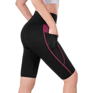 Women high waist sauna sweat shorts with pocket
