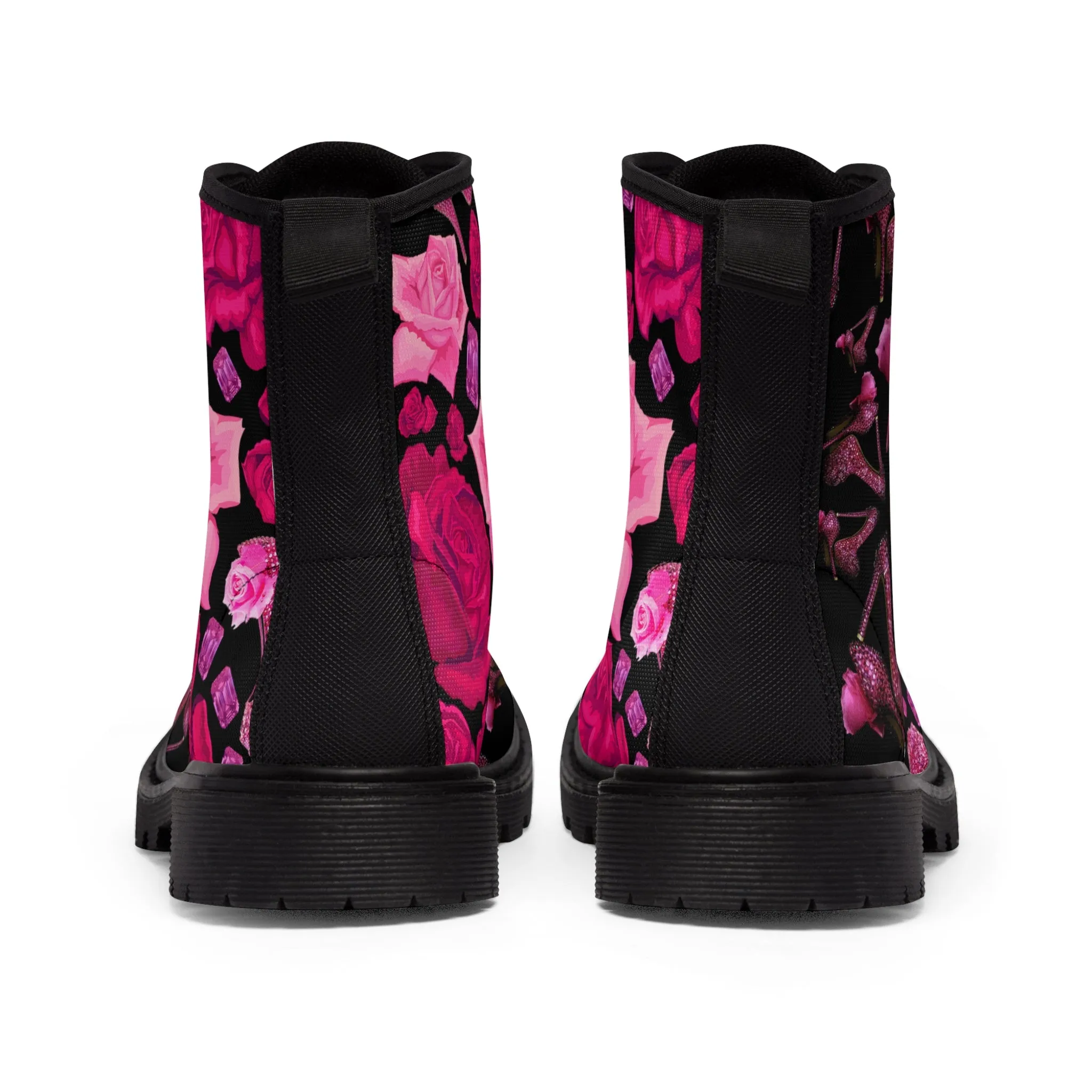 Women's Canvas Boots Nilie 'Pink crystals shoes'