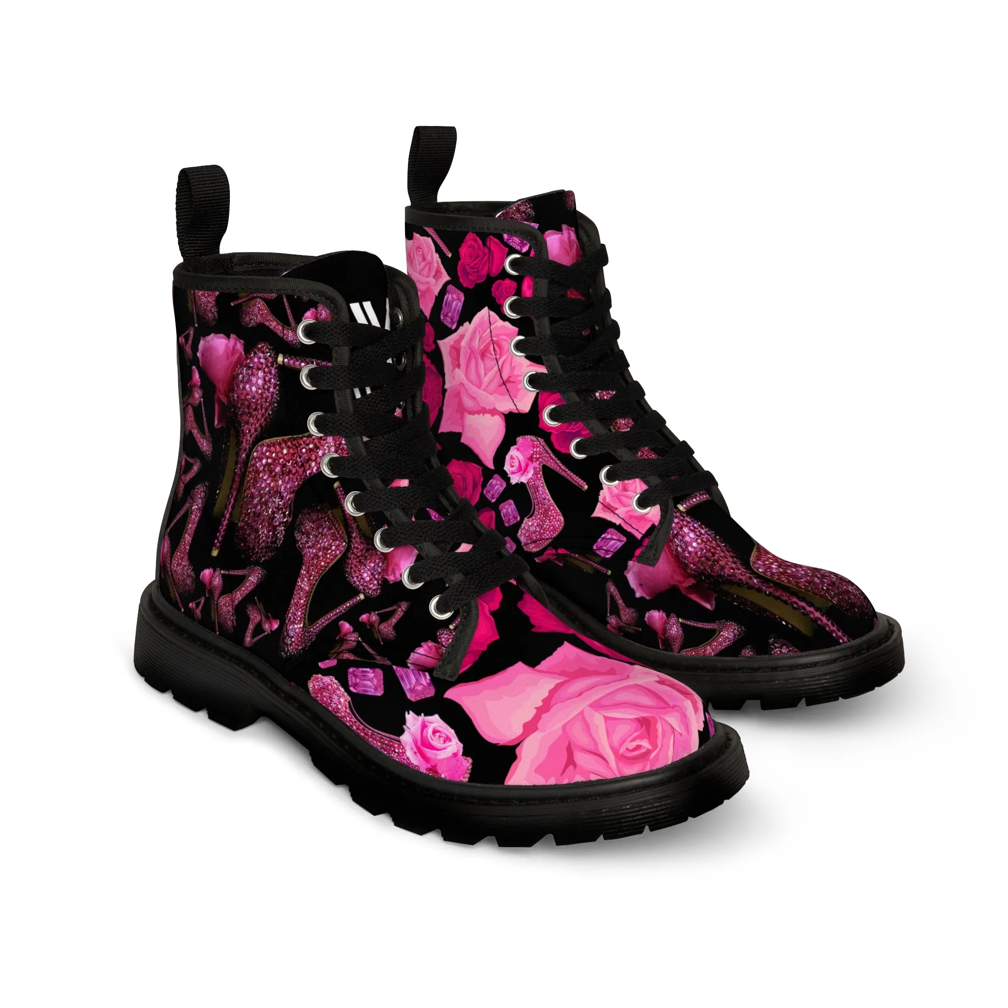 Women's Canvas Boots Nilie 'Pink crystals shoes'